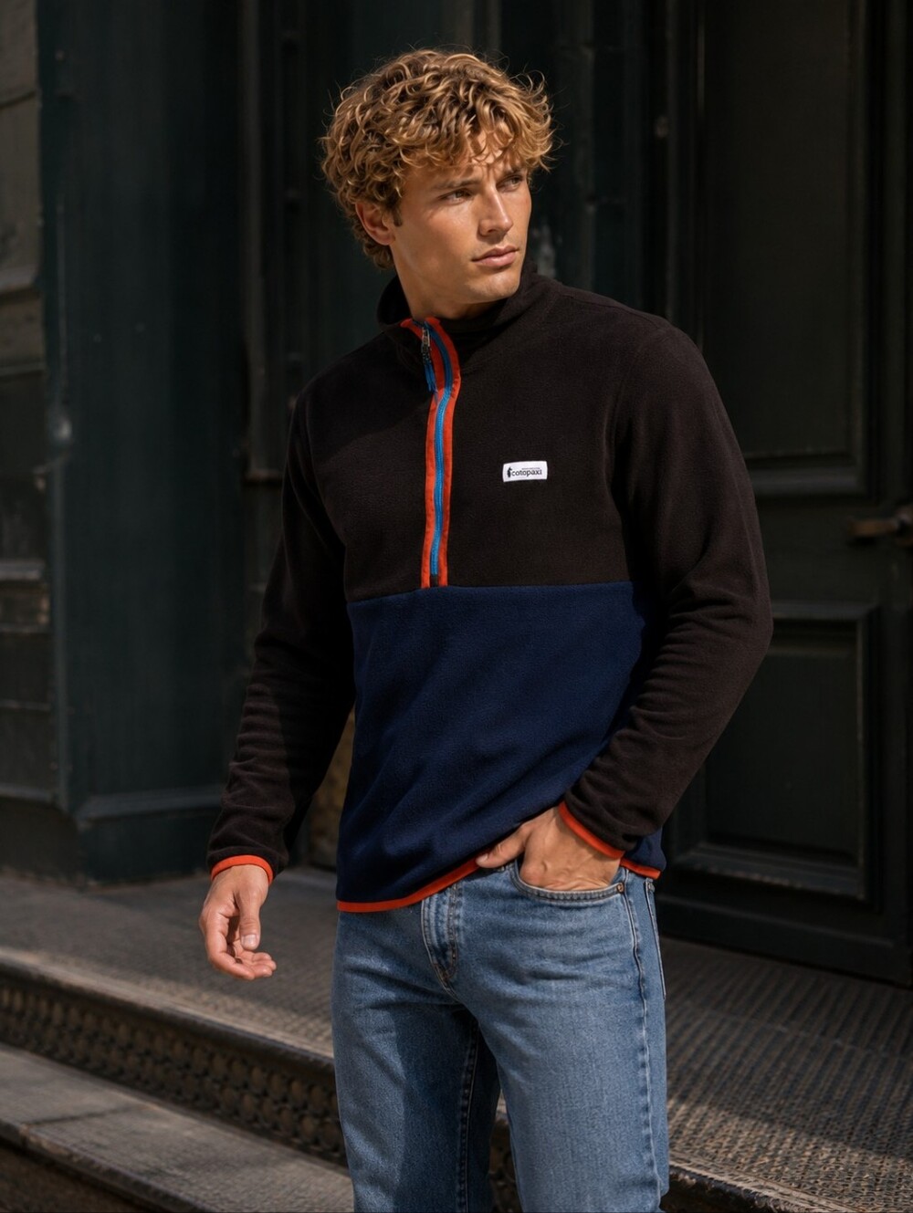 Cotopaxi Amado Half Zip Fleece Pullover Mens M Cavern Maritime Colorblock CC